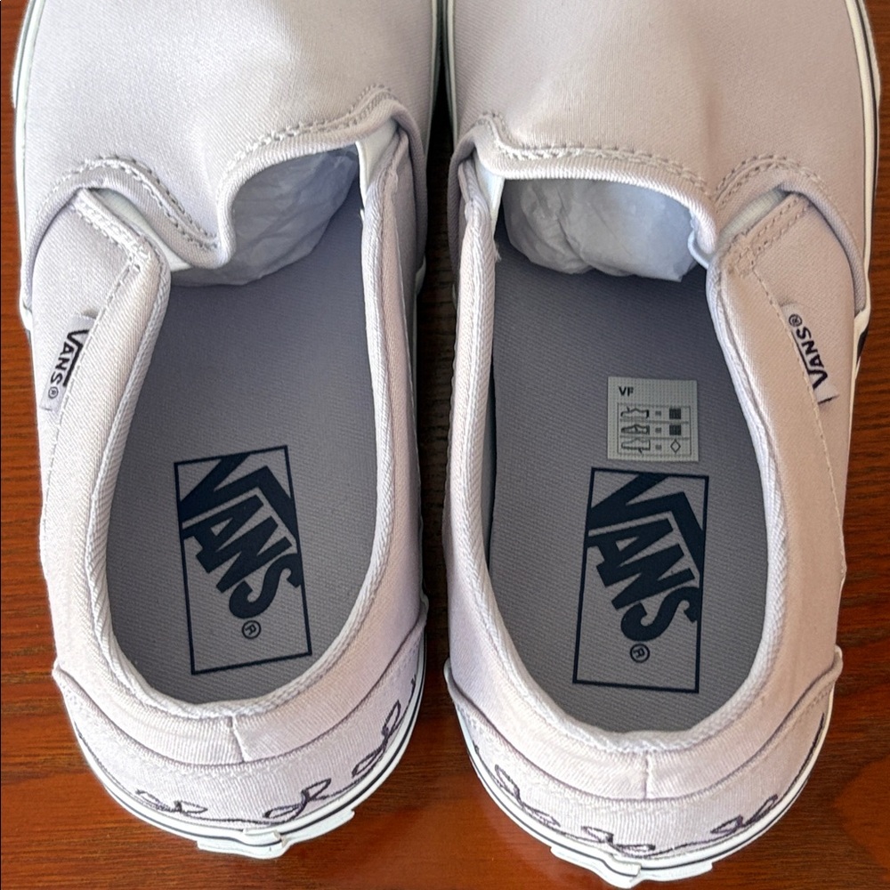 Vans Asher Mono Embroidery Lilac Slip On Women’s Shoes - Picture 8 of 14